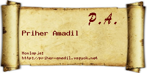 Priher Amadil névjegykártya